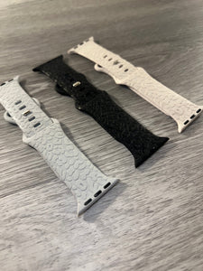 Black Leopard Engraved 38mm 40mm & 41mm Silicone Apple Watch Bands