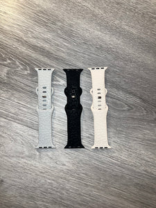 Black Leopard Engraved 38mm 40mm & 41mm Silicone Apple Watch Bands