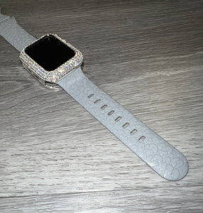 Gray Leopard Engraved 38mm 40mm & 41mm Silicone Apple Watch Bands