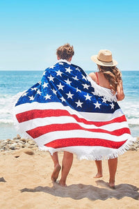 American Flag Fringe Terry Beach Towel