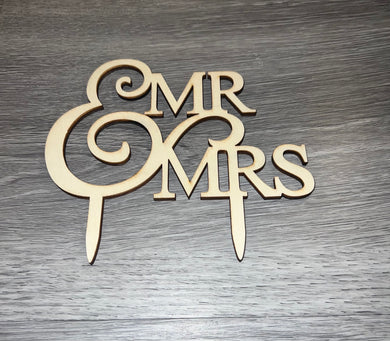 Wood Mr & Mrs Wedding Cake Topper