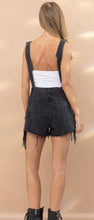 Load image into Gallery viewer, Black Fringe Studded Denim Overalls