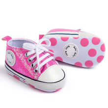 Load image into Gallery viewer, Hot Pink Glitter Baby Shoes